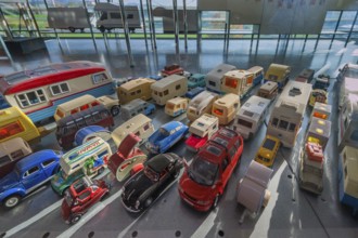 Collection of car and caravan models, interior view, Erwin Hymer Museum, caravans, Bad forest lake,