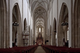 Built 1280-1390, interior facing east, pulpit 1592, high altar 19th century, St., Sankt, Saint