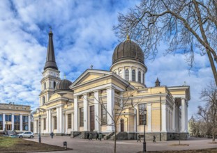 Odessa, Ukraine 16.02.2023. Spaso-Preobrazhensky Cathedral in Odessa, Ukraine, on a sunny winter