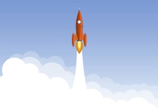 Art launch rocket with sky space. Startup concept