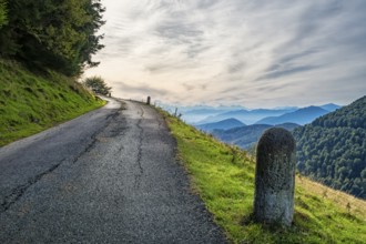 Alpine road in the alps of Lake Como
