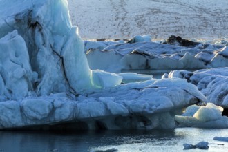 View of Jokulsarlon glacial lake on a summer evening, Iceland, Europe