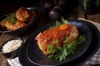 Roast cabbage rolls with rice and minced meat according to grandma's recipe