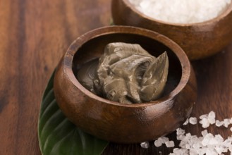 Dead Sea mud and salt in a bowl