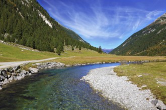 Austrian Alps. Headwaters of the famous Krimml waterfalls. The crystal clear transparent water