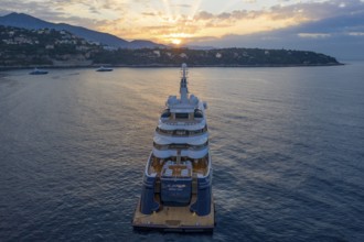 Aerial view of 133 metre motor yacht AL MIRQAB, delivered in 2008 by the German shipyard Kusch