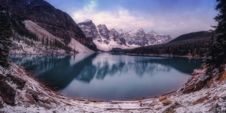 Beautiful autumn landscape scene in mountain in background in west Canada