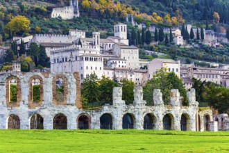 Roman amphitheater built two thousand years ago. Magnificent Renaissance palace. The city of Gubbio