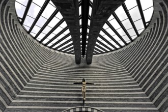 Interior view, San Giovanni Battista, modern church by Mario Botta, completed in 1997, Mogno,