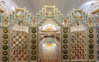ROUBAIX, FRANCE, JUNE 14, 2024 : interiors Art Deco decors and sculptures of the olympic swimming