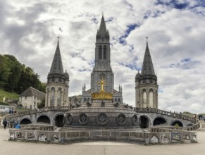 Lourdes, France, 17 April, 2024: view of the Sanctuary of Our Lady of Lourdes in the Pyrenean