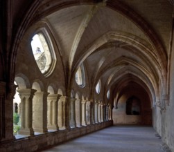 Valmagne near Montpellier, abbey, cloister with round triangular and square oculi above the