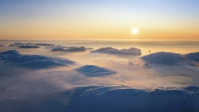Greenland Ilulissat glaciers at fjord Disco Bay West Greenland