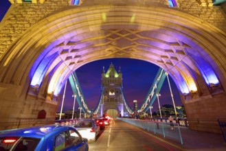 London Tower Bridge sunset on Thames river in England