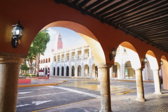 Merida city arcade arcs of Yucatan in Mexico