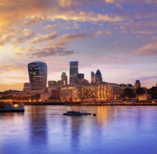 London financial district skyline sunset Square Mile England