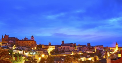 Caceres sunset skyline in Extremadura of Spain by Via de la Plata way