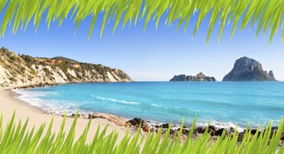 Es vedra island of Ibiza view from Cala d Hort in Balearic islands