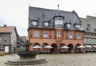 The old picturesque houses on the market square in Goslar, Germany, Europe