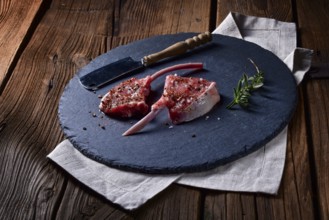 Raw cut rack of lamb