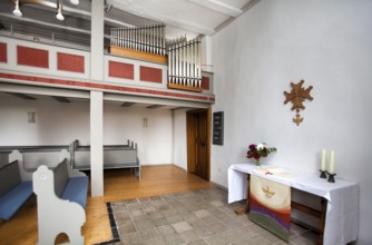 Huguenot church building, Friedrichsdorf, Hofgeismar, Weserbergland, Hesse, Germany, Europe