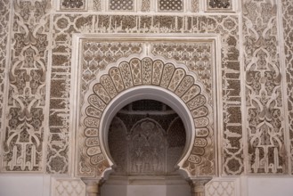 MARRAKECH, MOROCCO, APRIL 18, 2023, Famous Madrassa Ben Youssef in the medina of Marrakech