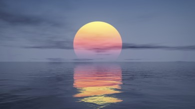 A great sunset over the ocean. 3d illustration