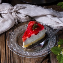 Delicious strawberry cream cheese tart with sponge base