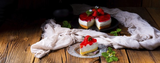 Delicious strawberry cream cheese tart with sponge base