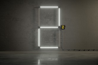 3d rendering of neon tubes building the number two