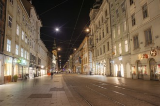 Herrengasse, night shot, Graz, Styria, Austria, Europe