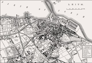 Plan of Leith, 1883, Edinburgh, Scotland, United Kingdom, Europe