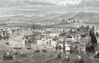 Reconstruction of the Long Walls connecting Athens to its port at Piraeus in ancient Greece