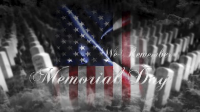 Memorial Day United States of America . American Flag With Cemetery and Gravestones in Background