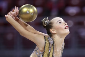 Sofia, Bulgaria - 27 March, 2021:Ekaterina Fetisova of Uzbekistan performs during the individual