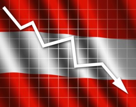 The Austrian flag and arrow graph going down