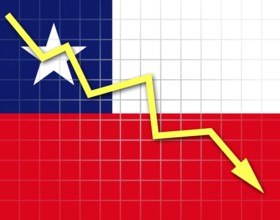 The Chile flag and arrow graph going down