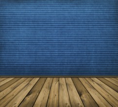 Vintage blue interior with wooden floor