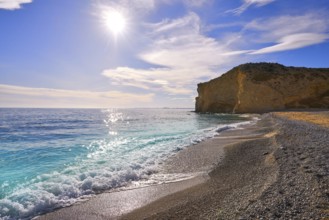 Paradis or Paraiso beach playa in Vila Joiosa of Alicante of Spain also Villajoyosa of Costa Blanca