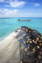 Holbox tropical Island fishing nets in Quintana Roo of Mexico