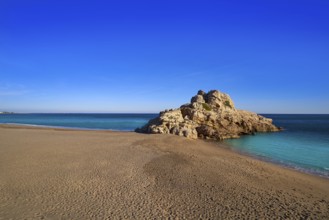 Playa Illot del Torn Hospitalet del Infant beach in Costa dorada of Tarragona Catalonia L'ametlla