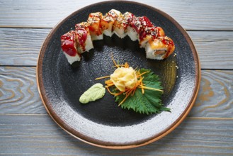 Rice Maki Sushi with salmon and tuna fish