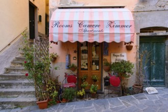 Riomaggiore, one of the five Mediterranean villages in Cinque Terre, Italy, famous for its colorful