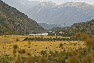 Dragoti Bridge over the Vjosa river seen from the northern side of the river