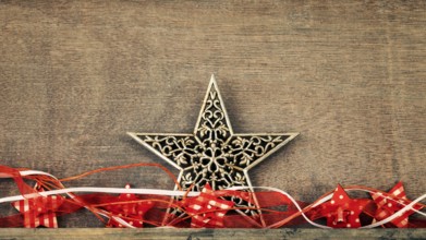 Christmas decoration wooden background with star