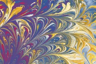 Abstract marbling floral pattern for fabric, tile design. background texture