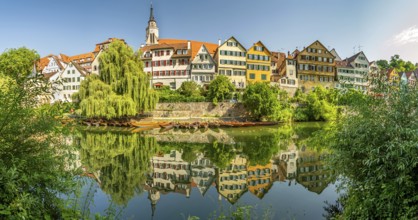High-res panorama of the historic oldtown and riverfront of the city of Tübingen in Southern