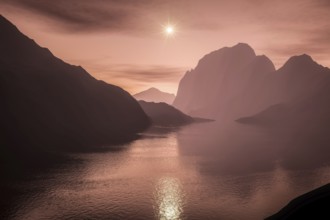 A fantasy landscape scenery without vegetation 3d illustration