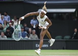 US tennis player Coco Gauff in action at the 2024 Wimbledon Championships, London, England, United