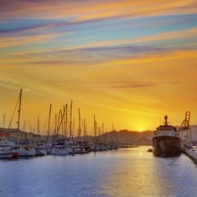 Cartagena Murcia port marina sunrise in Mediterranean Spain